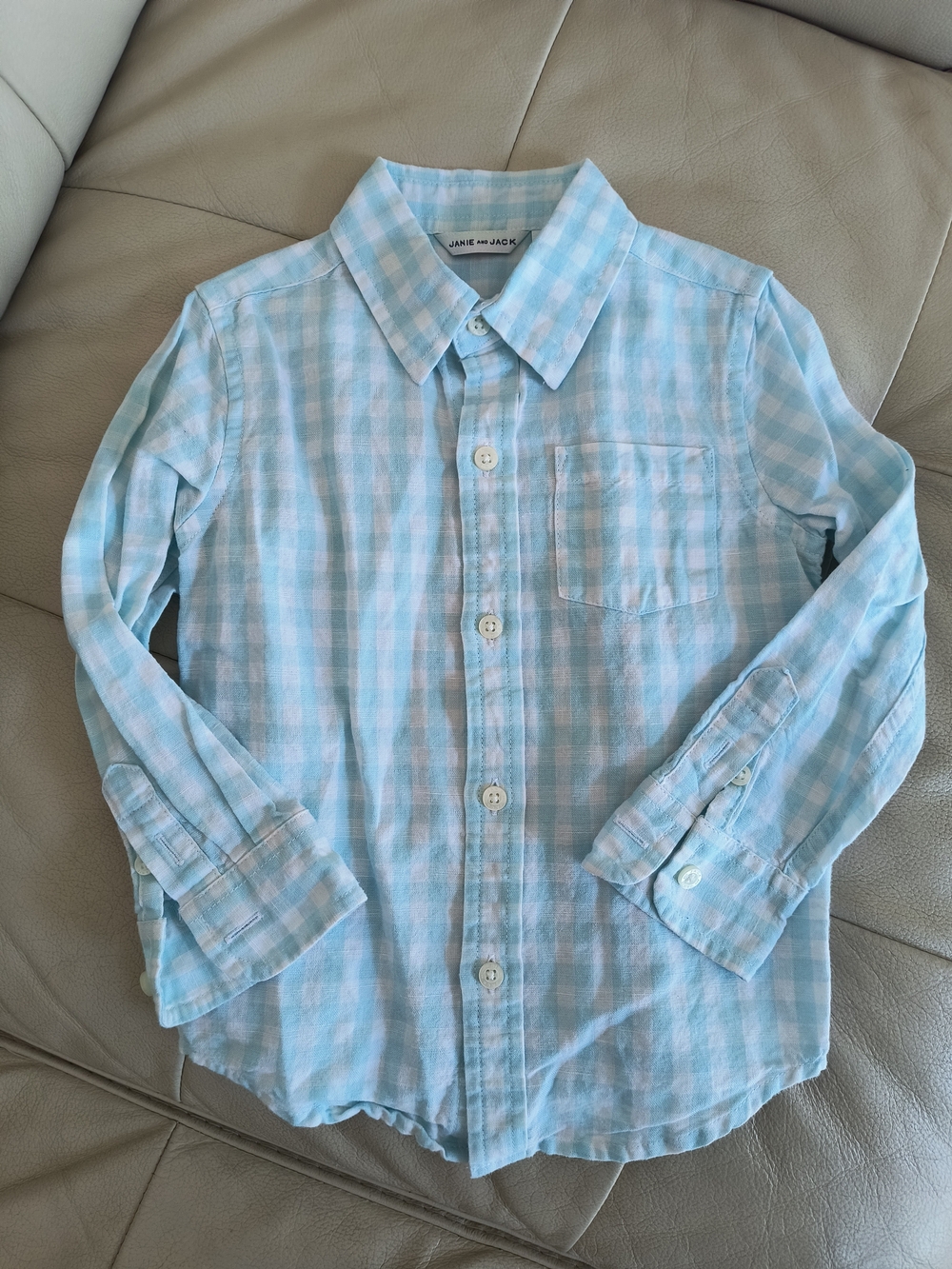 Janie and Jack Pale Blue Gingham Button-Down Shirt